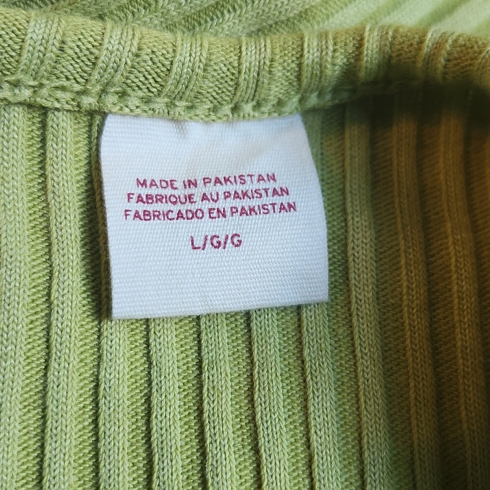 Levi's Green Ribbed Scoop Neck Top - Size Large - Kiwi Green- Like New! - Picture 10 of 12